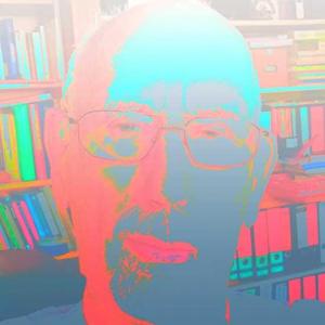 Die Grafik zeigt ein künstlerisch verpixeltes Porträt von Wolfgang Jantzen.