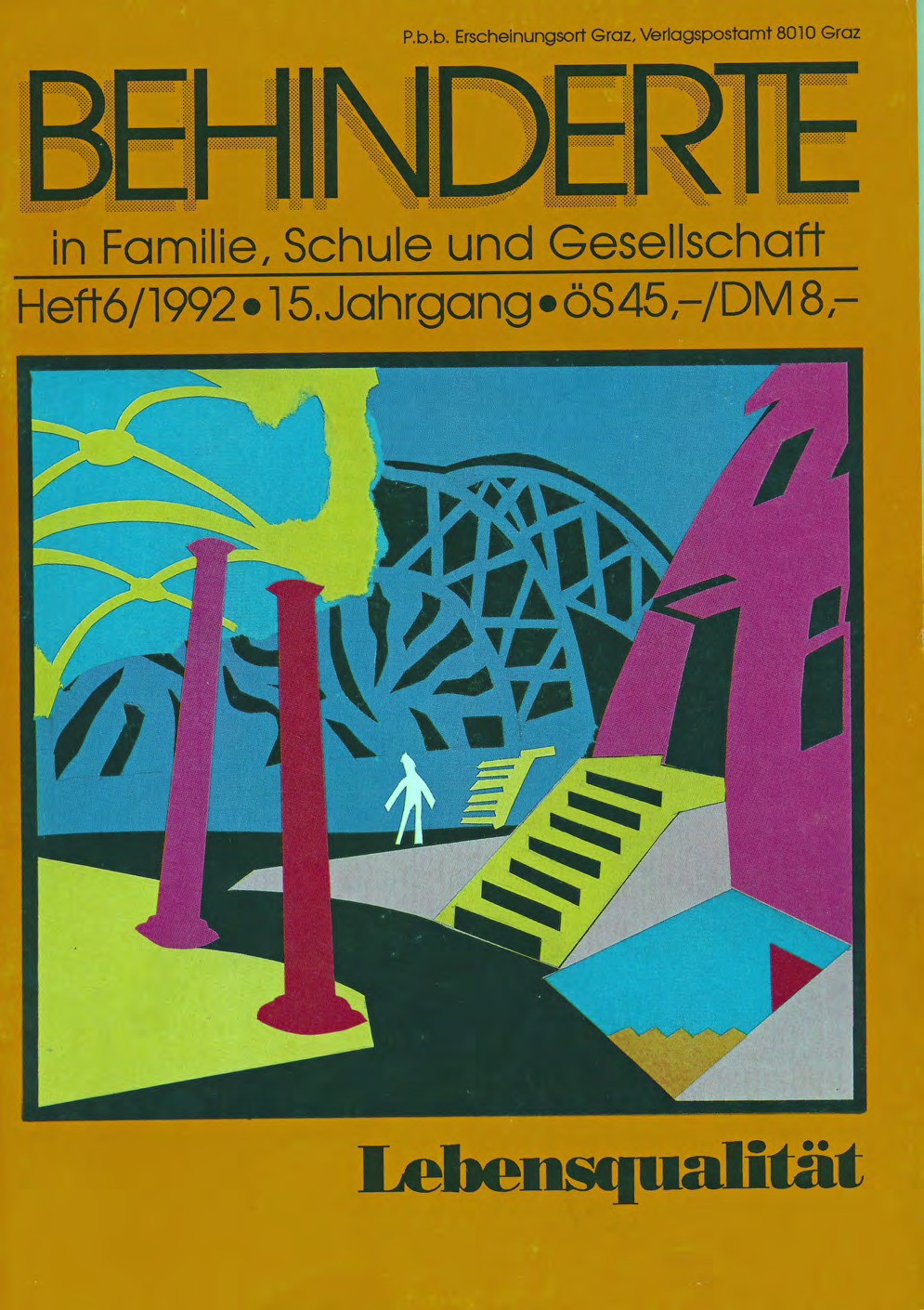 Titelbild der Zeitschrift BEHINDERTE MENSCHEN, Ausgabe 6/1992 "Lebensqualität"