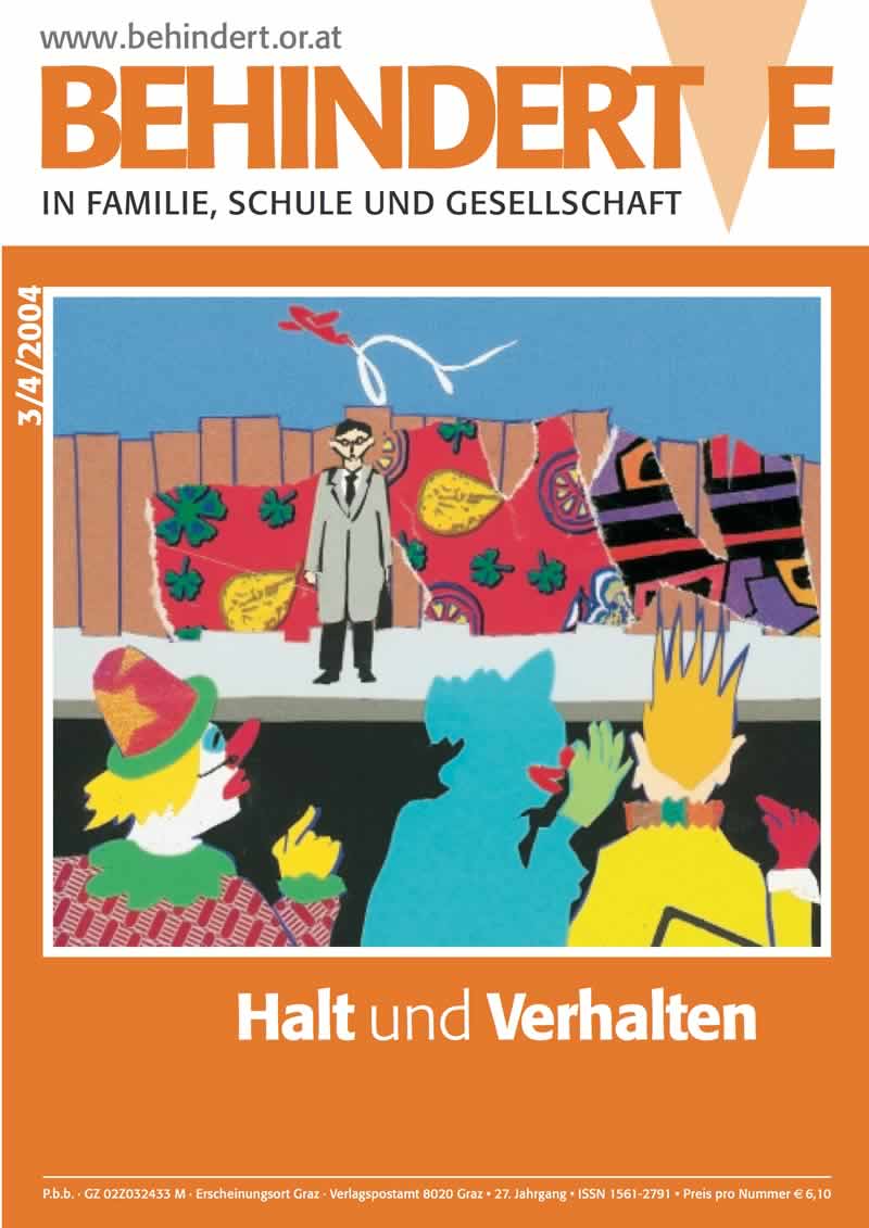 Titelbild der Zeitschrift BEHINDERTE MENSCHEN, Ausgabe 3/4/2004 "Halt und Verhalten"