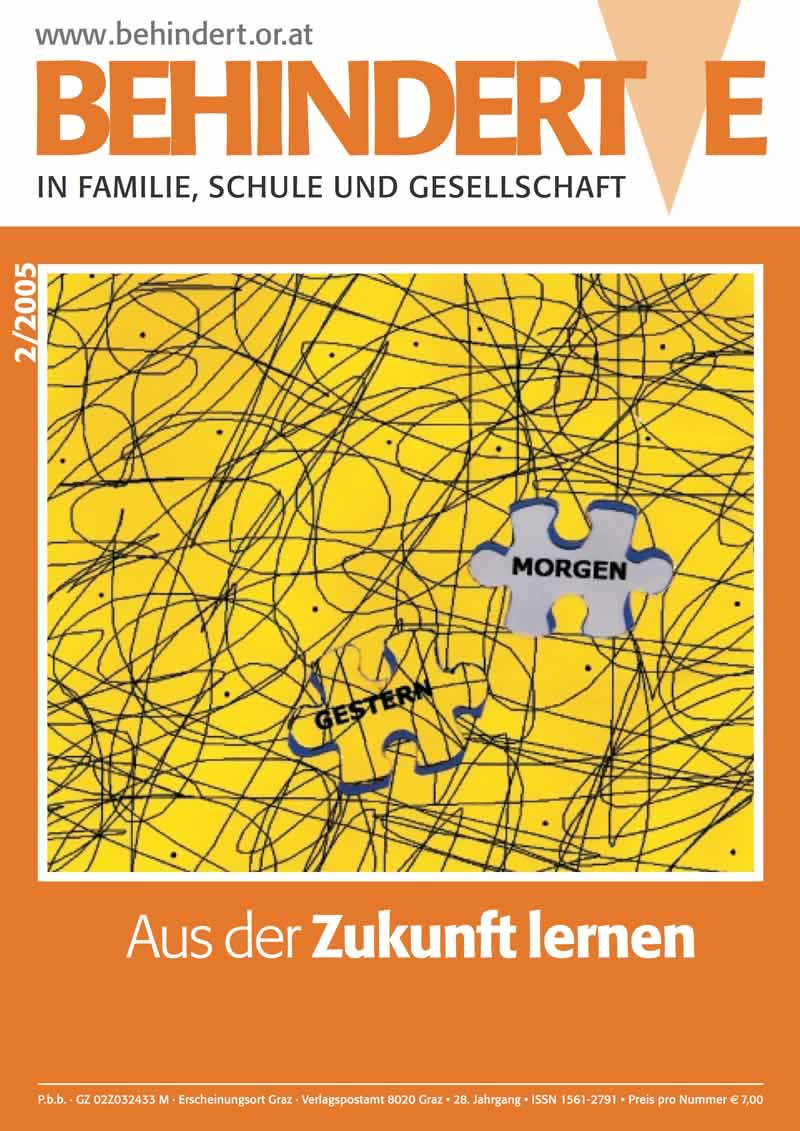 Titelbild der Zeitschrift BEHINDERTE MENSCHEN, Ausgabe 2/2005 "Lernen aus der Zukunft"