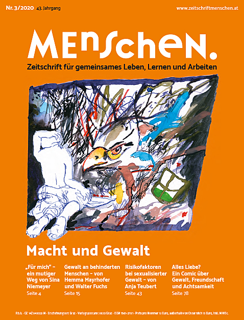Titelbild der Zeitschrift BEHINDERTE MENSCHEN, Ausgabe 3/2020 "Macht und Gewalt"
