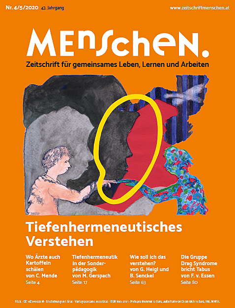 Titelbild der Zeitschrift BEHINDERTE MENSCHEN, Ausgabe 4/5/2020 "Tiefenhermeneutisches Verstehen"
