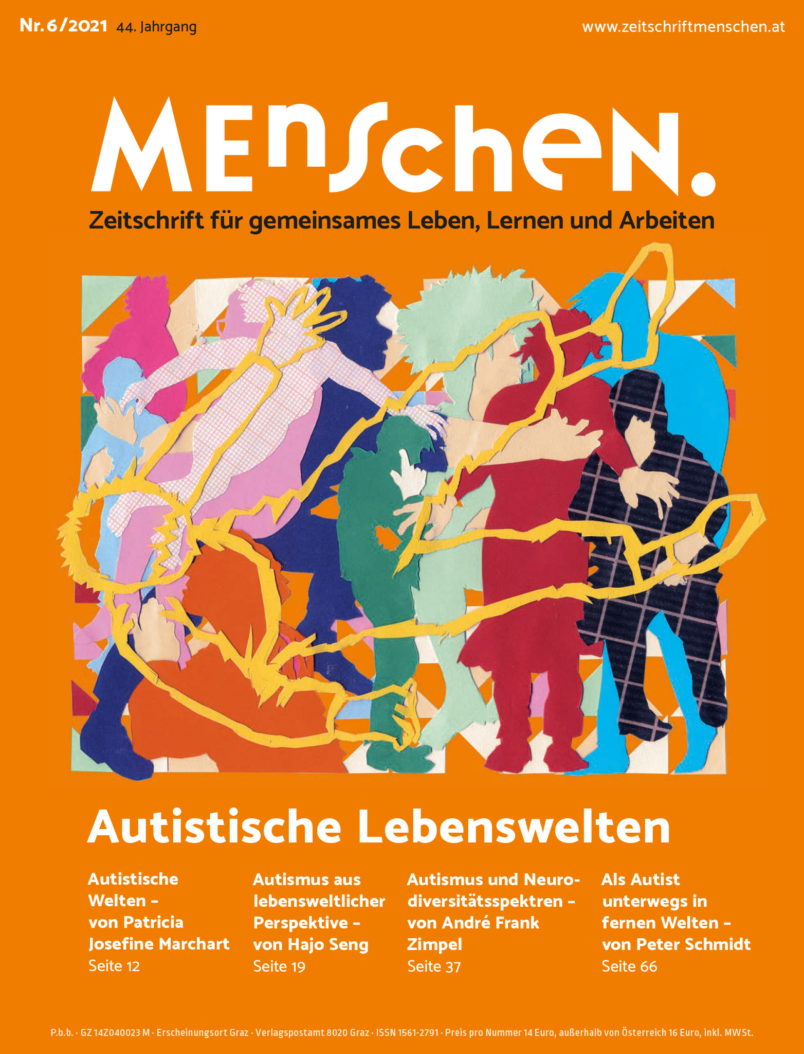 Titelbild der Zeitschrift BEHINDERTE MENSCHEN, Ausgabe 6/2021 "Autistische Lebenswelten"