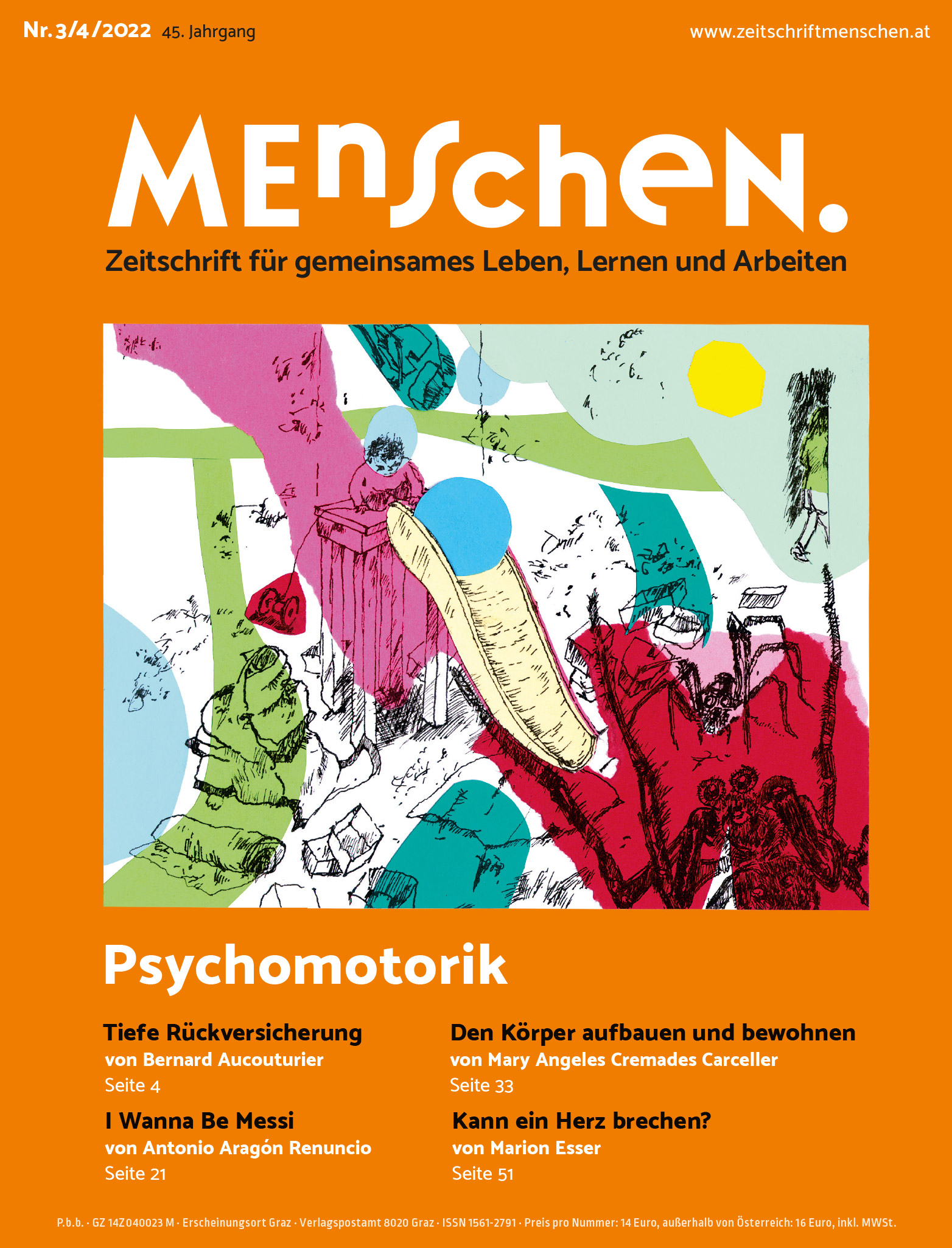 Titelbild der Zeitschrift BEHINDERTE MENSCHEN, Ausgabe 3/4/2022 "Psychomotorik"