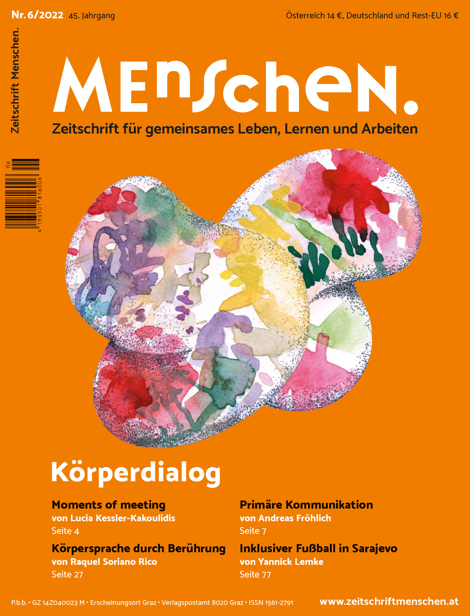 Titelbild der Zeitschrift BEHINDERTE MENSCHEN, Ausgabe 6/2022 "Körperdialog"