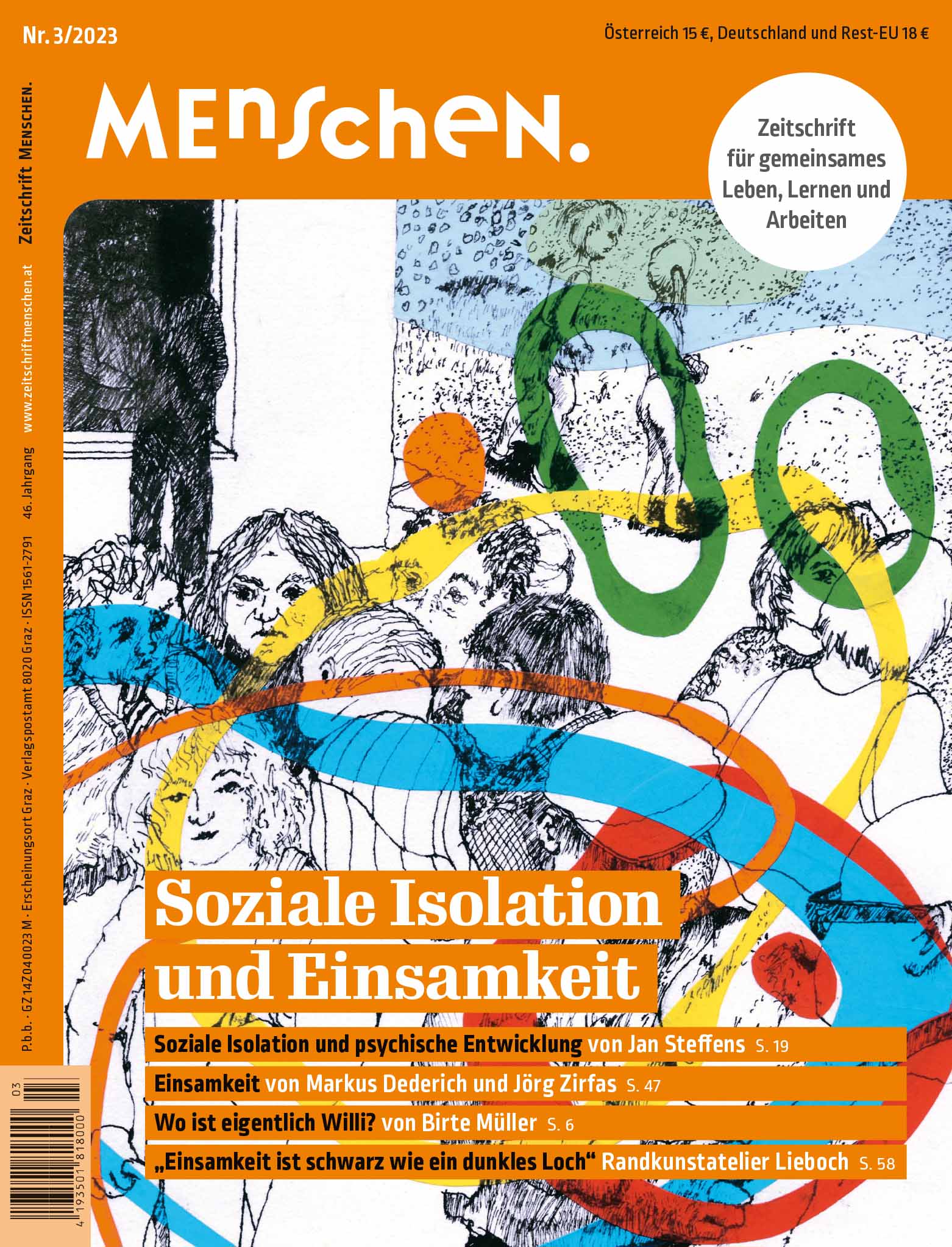 Titelbild der Zeitschrift BEHINDERTE MENSCHEN, Ausgabe 3/2023 "Soziale Isolation und Einsamkeit"