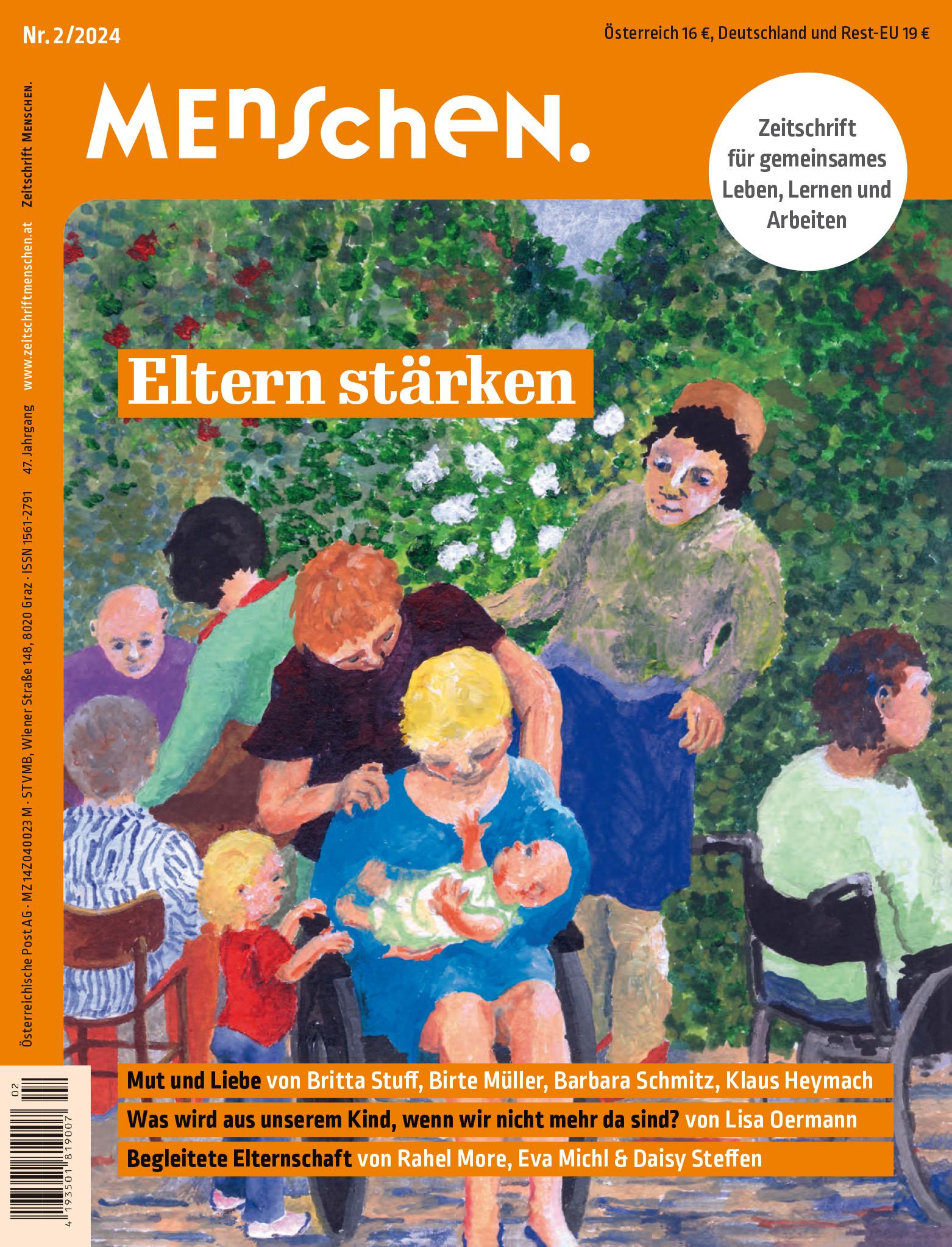 Titelbild der Zeitschrift BEHINDERTE MENSCHEN, Ausgabe 2/2024 "Eltern stärken"